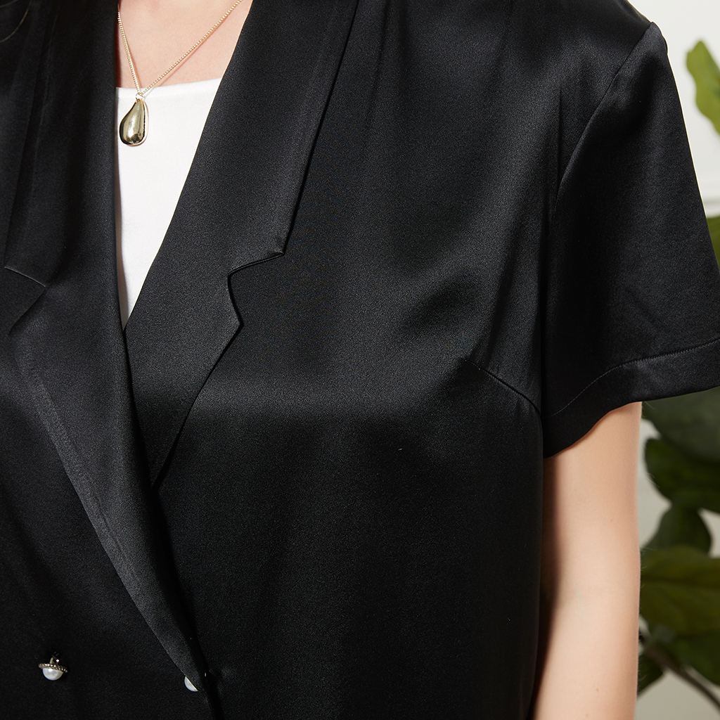 Blazer femme en soie à manches courtes classique