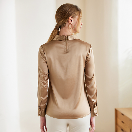 Chemisier femme en soie à boutons perles synthétiques