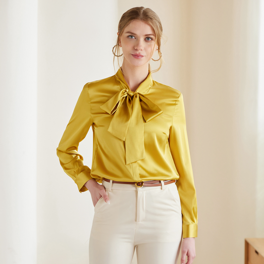 Chemise femme en soie à ruban décoratif