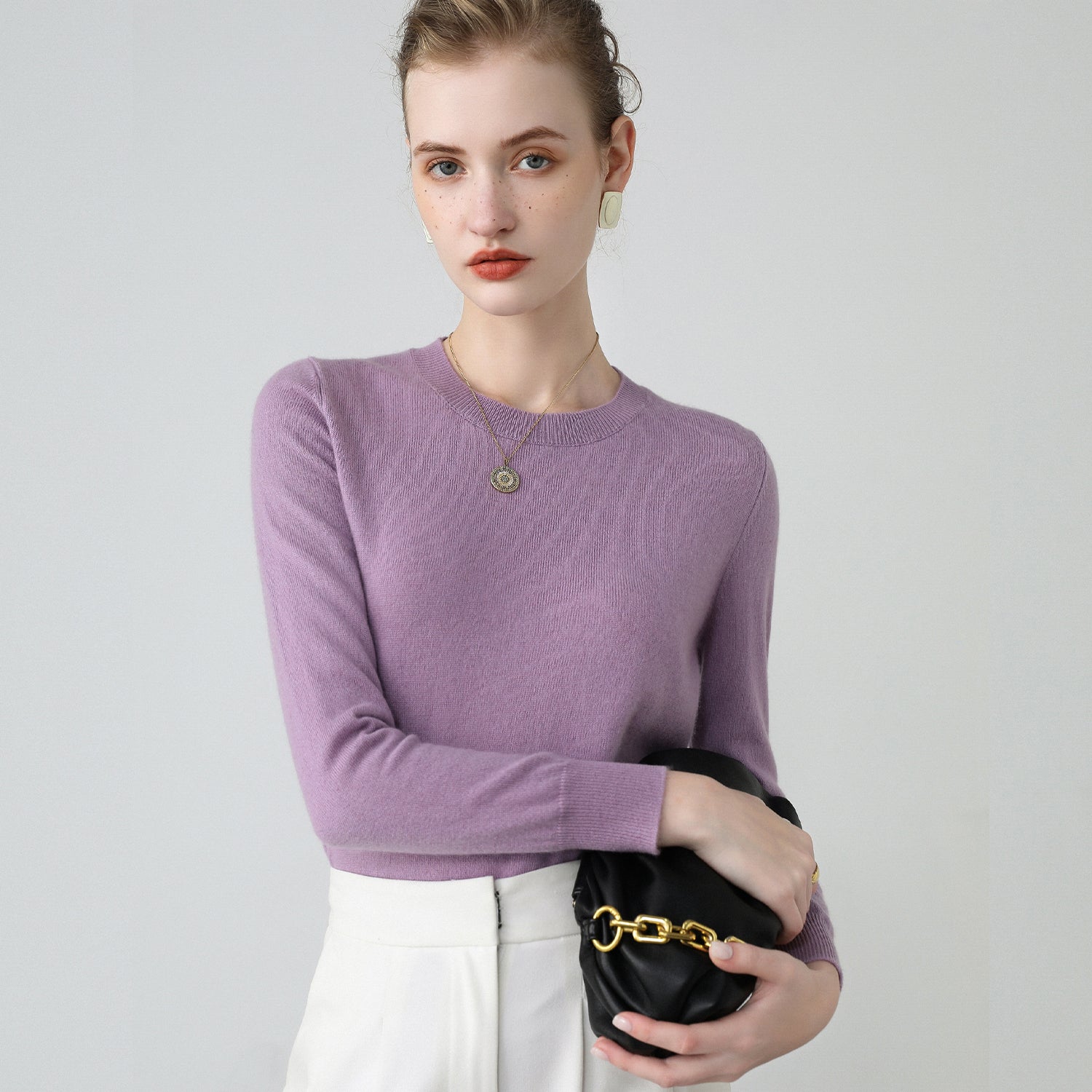 Pull Femme Col Rond en Cachemire