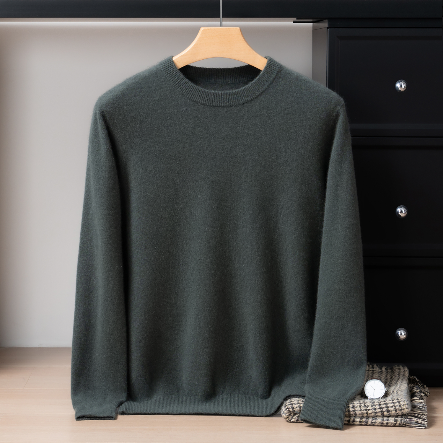 Pull Homme 100 Cachemire avec Col Bordé