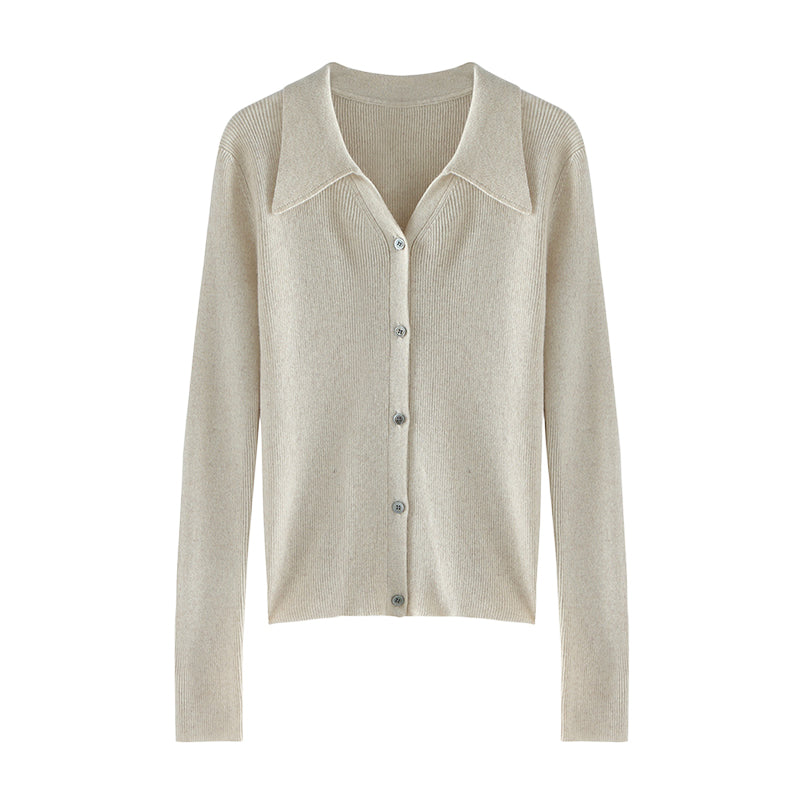 Cardigan Femme Col Polo en Cachemire