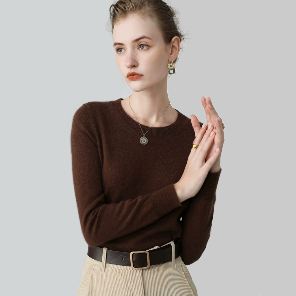 Pull Femme Col Rond en Cachemire