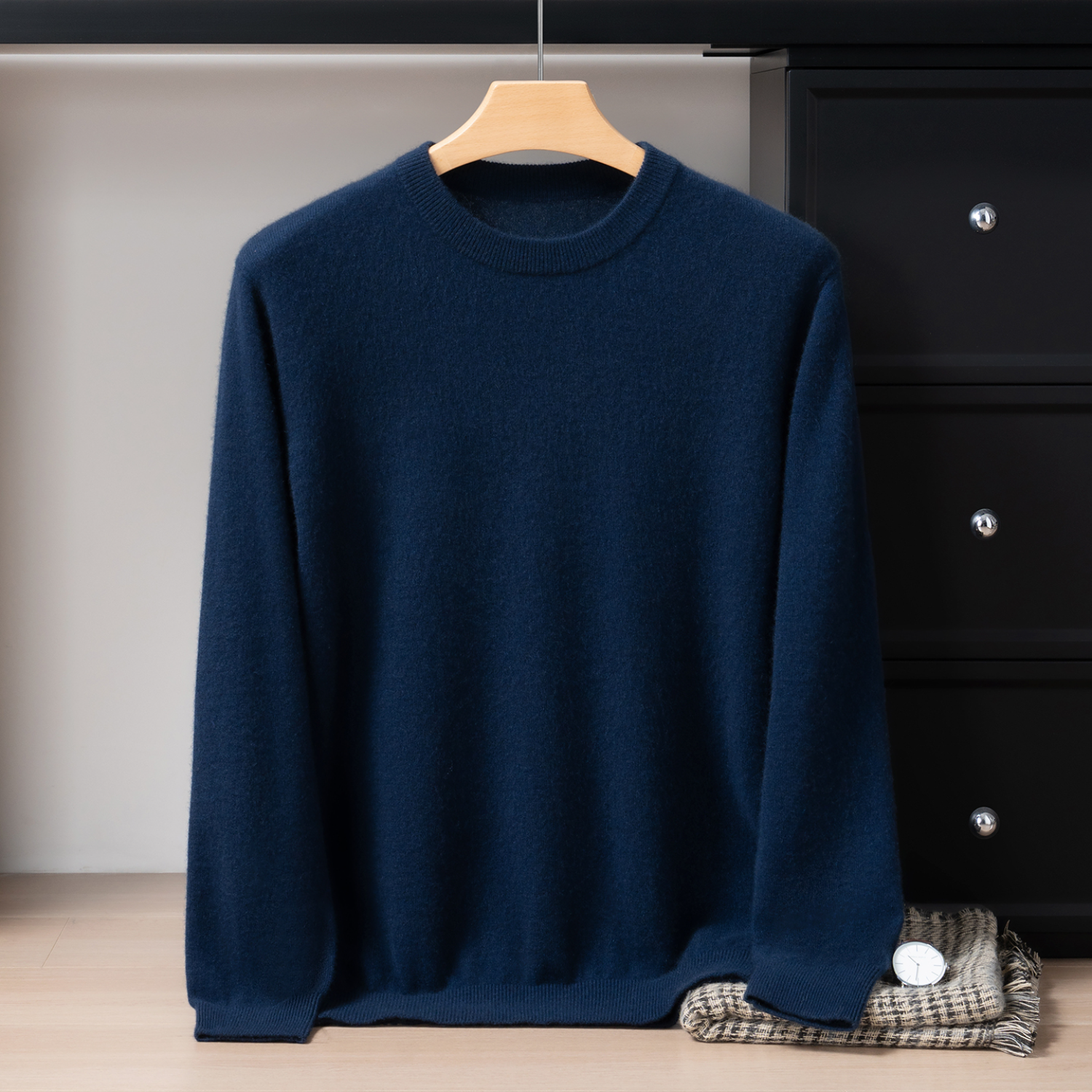 Pull Homme 100 Cachemire avec Col Bordé
