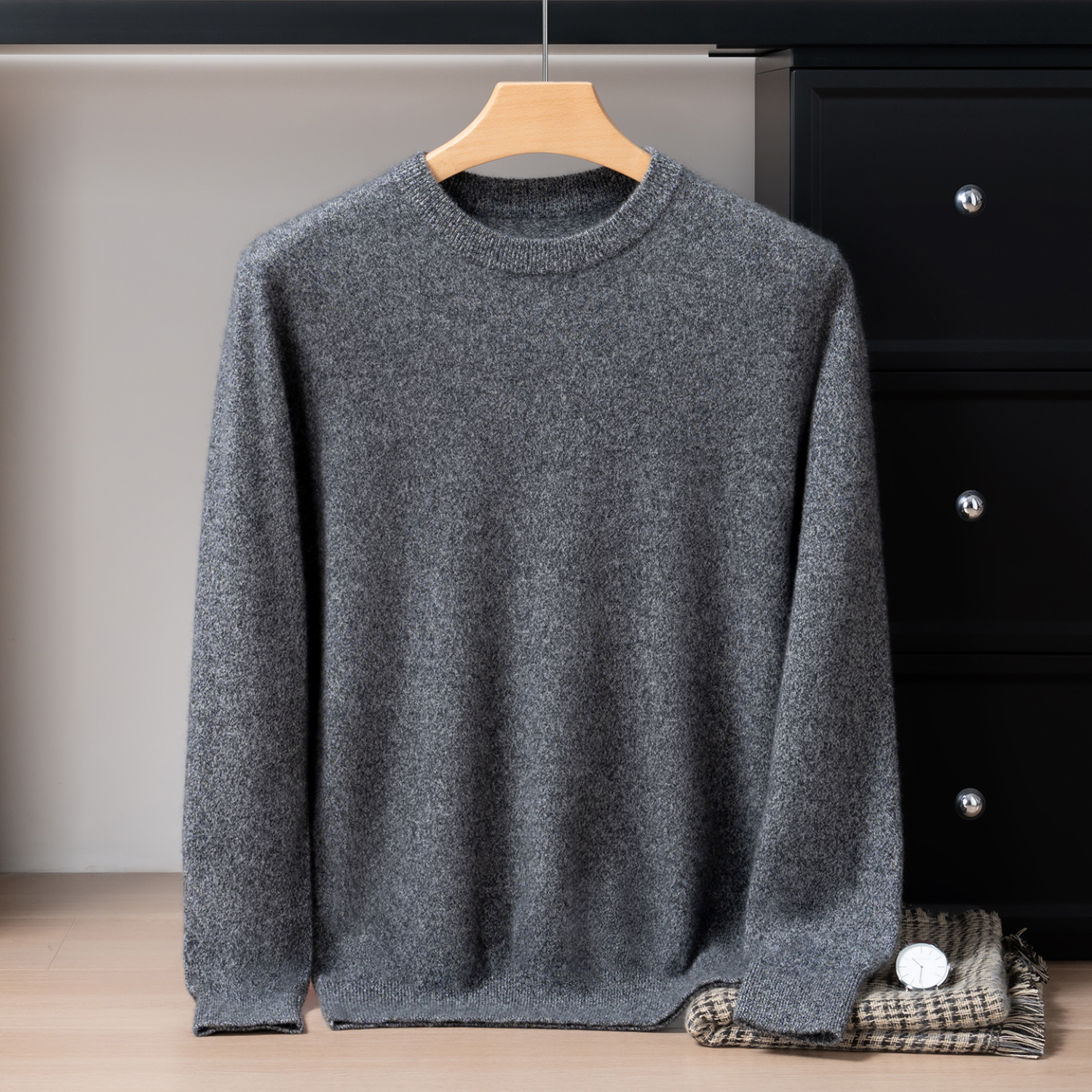 Pull Homme 100 Cachemire avec Col Bordé