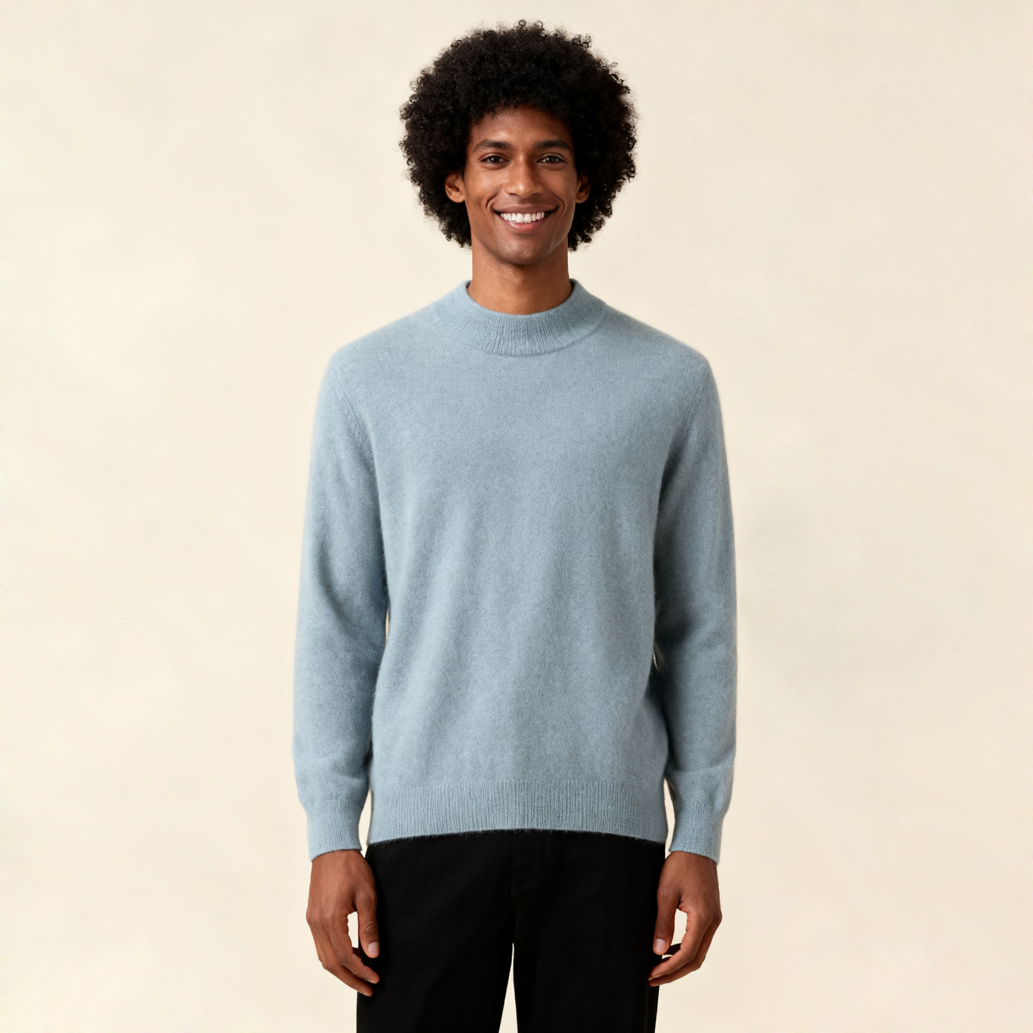 Pull Homme Classique en Cachemire avec Col Bordé