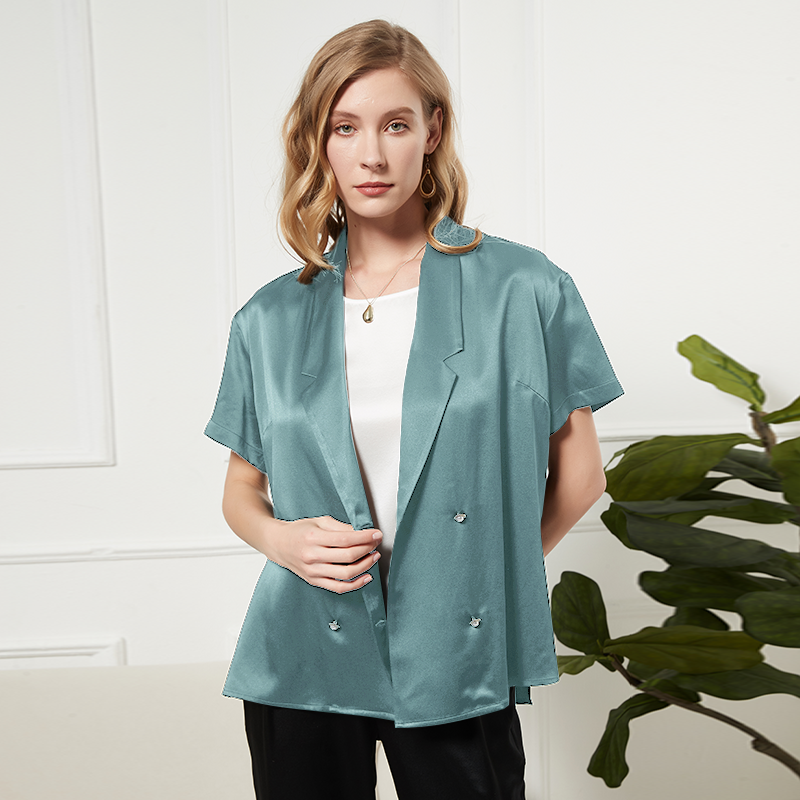 Blazer femme en soie à manches courtes classique
