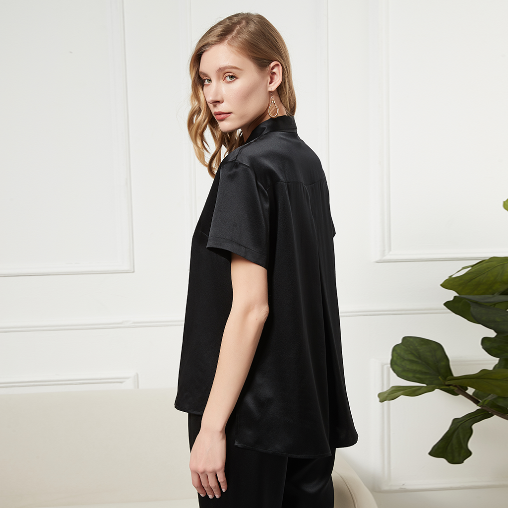 Blazer femme en soie à manches courtes classique