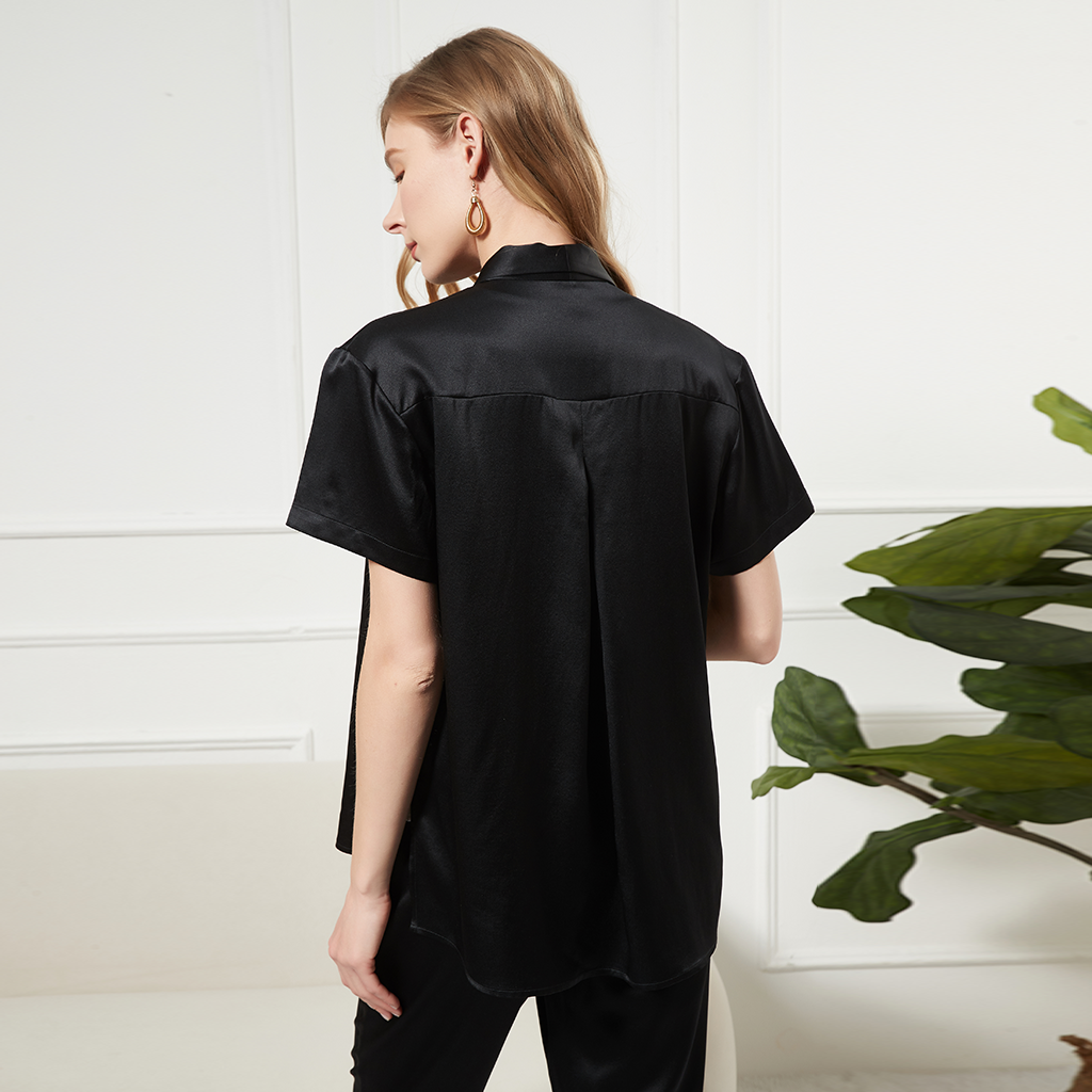 Blazer femme en soie à manches courtes classique