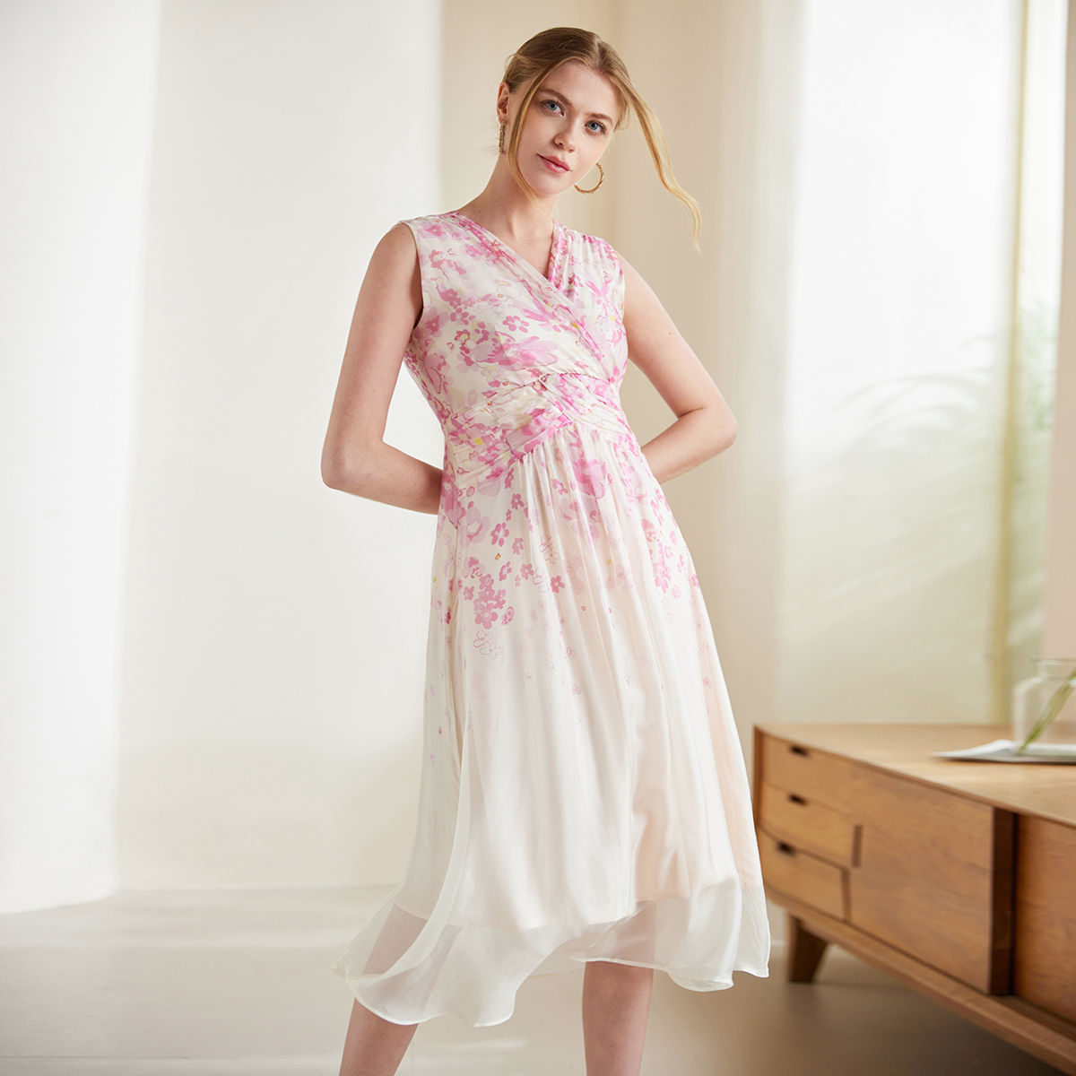 Robe en soie georgette à imprimé floral