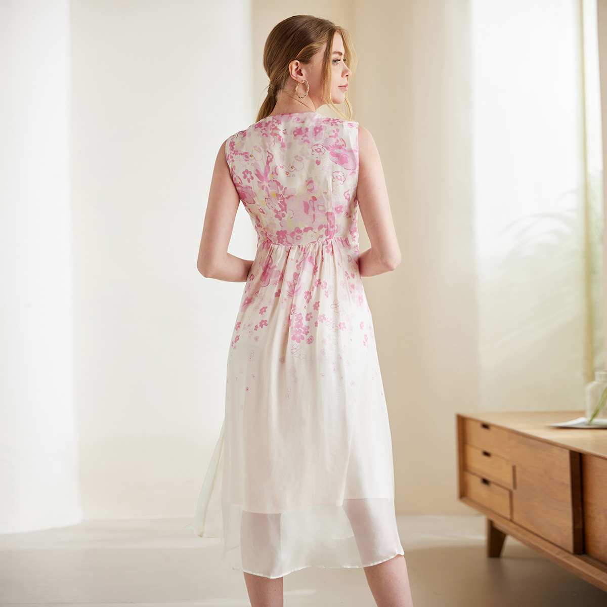 Robe en soie georgette à imprimé floral