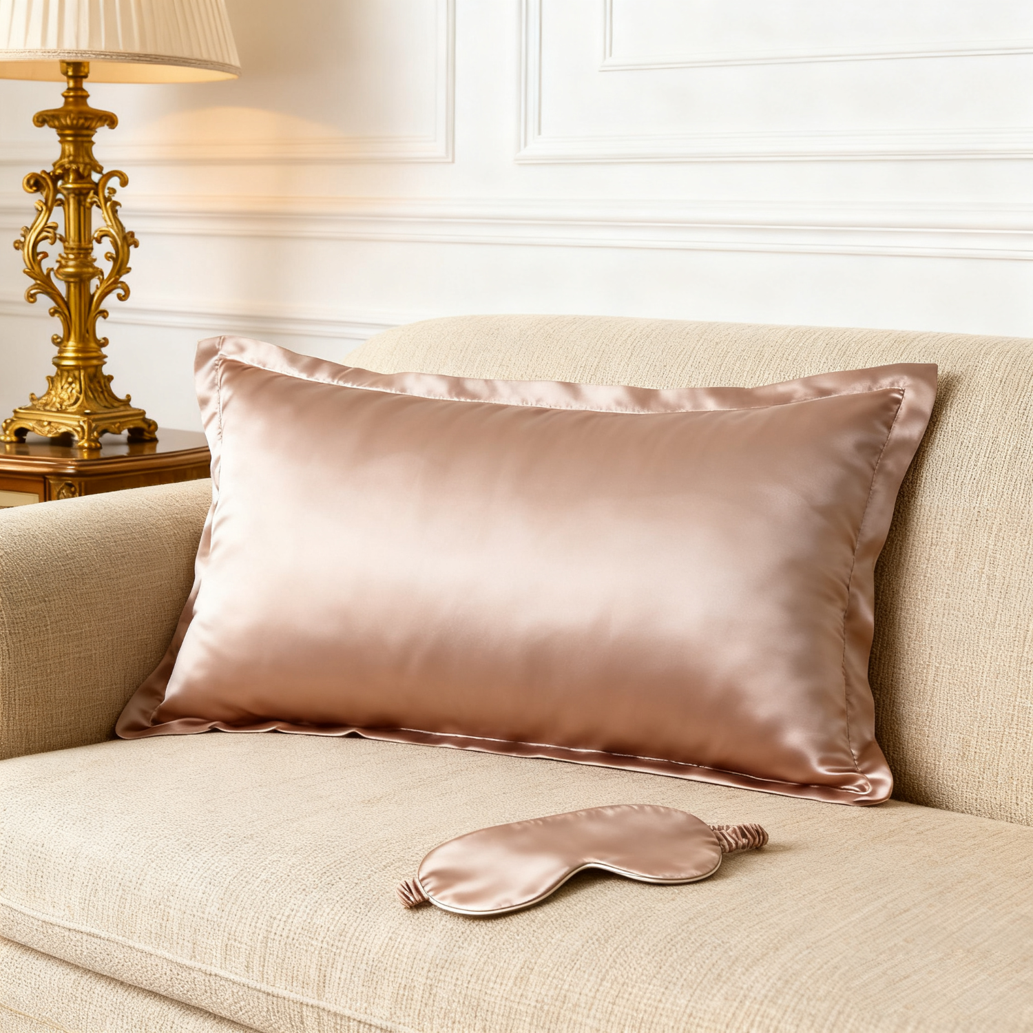 19 Momme Lot de voyage masque de nuit et taie d'oreiller en soie avec coussin