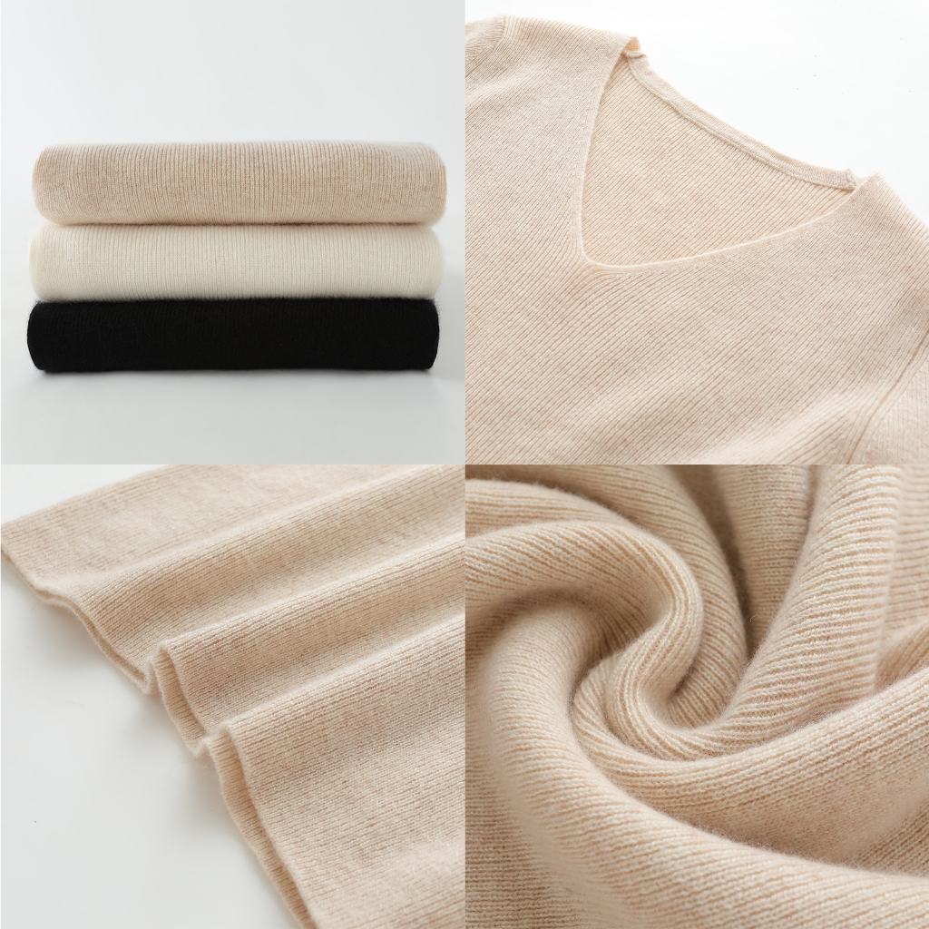 Pull Femme Col V en Cachemire Laine