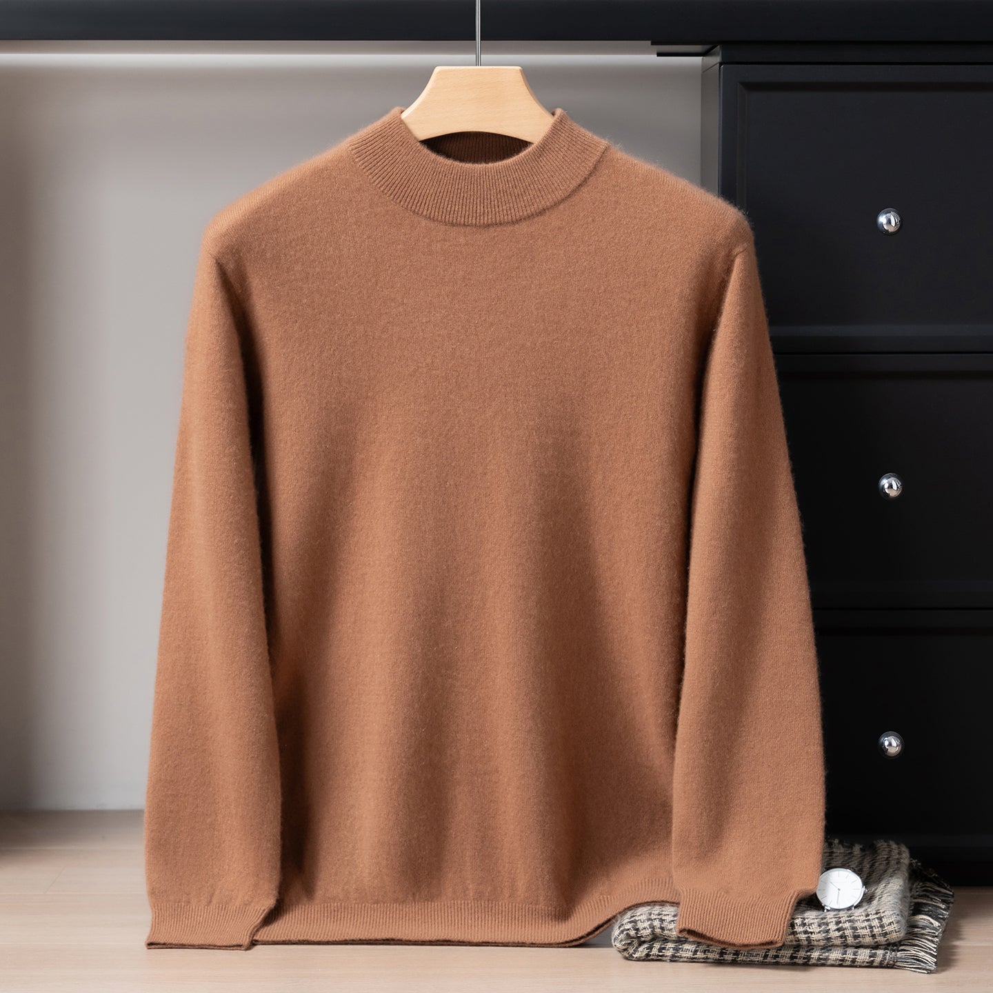 Pull Homme Classique en Cachemire avec Col Bordé