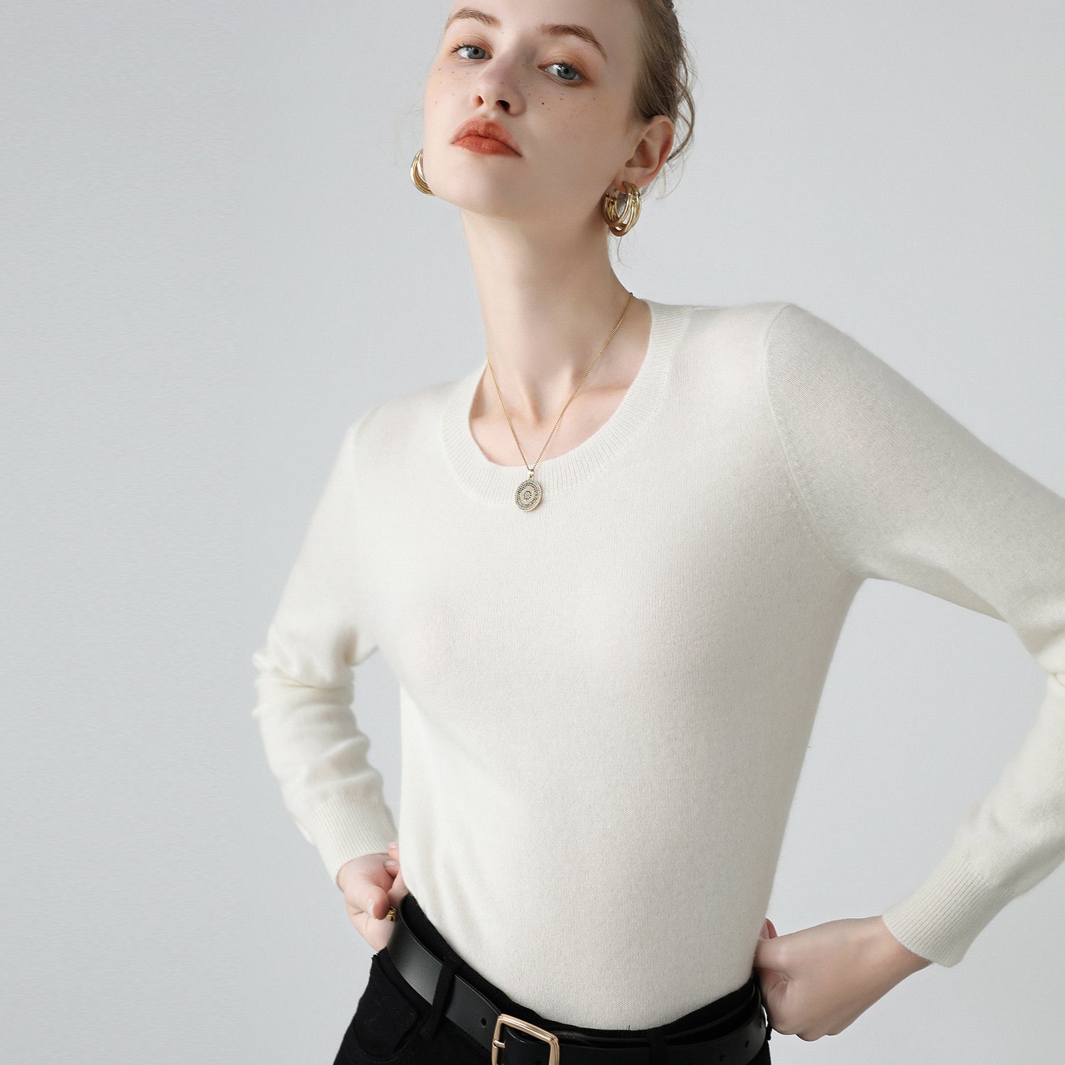 Pull Femme Col Rond en Cachemire