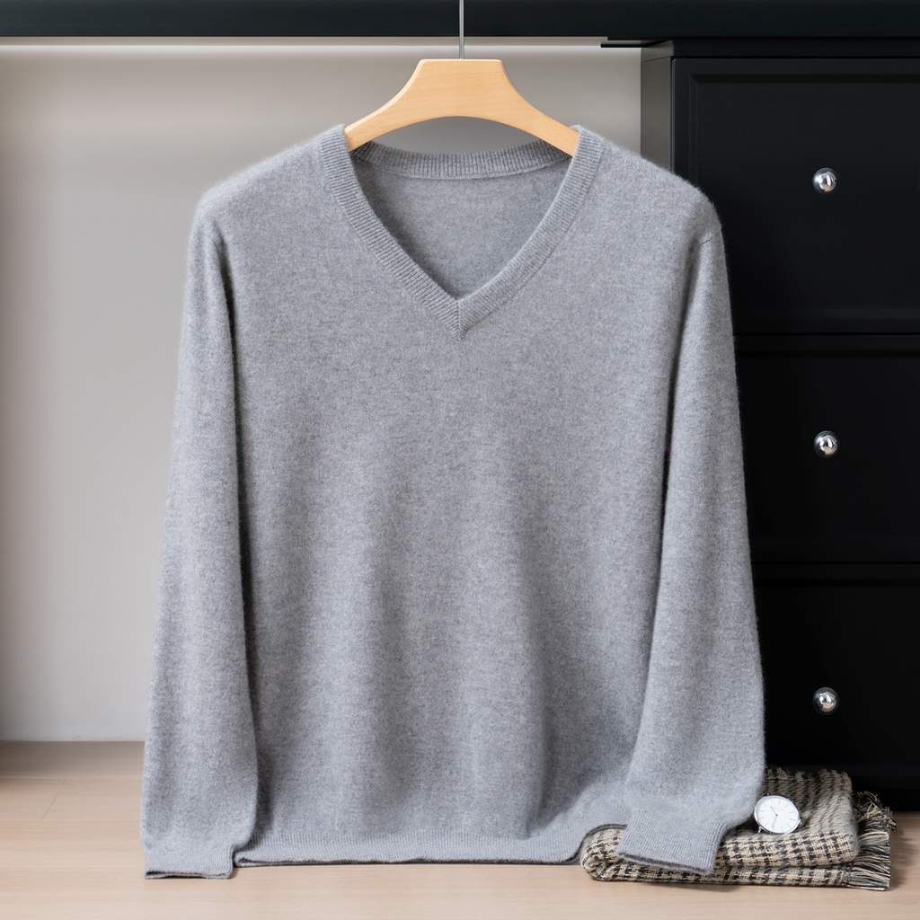 Pull Homme Col V 100 Cachemire