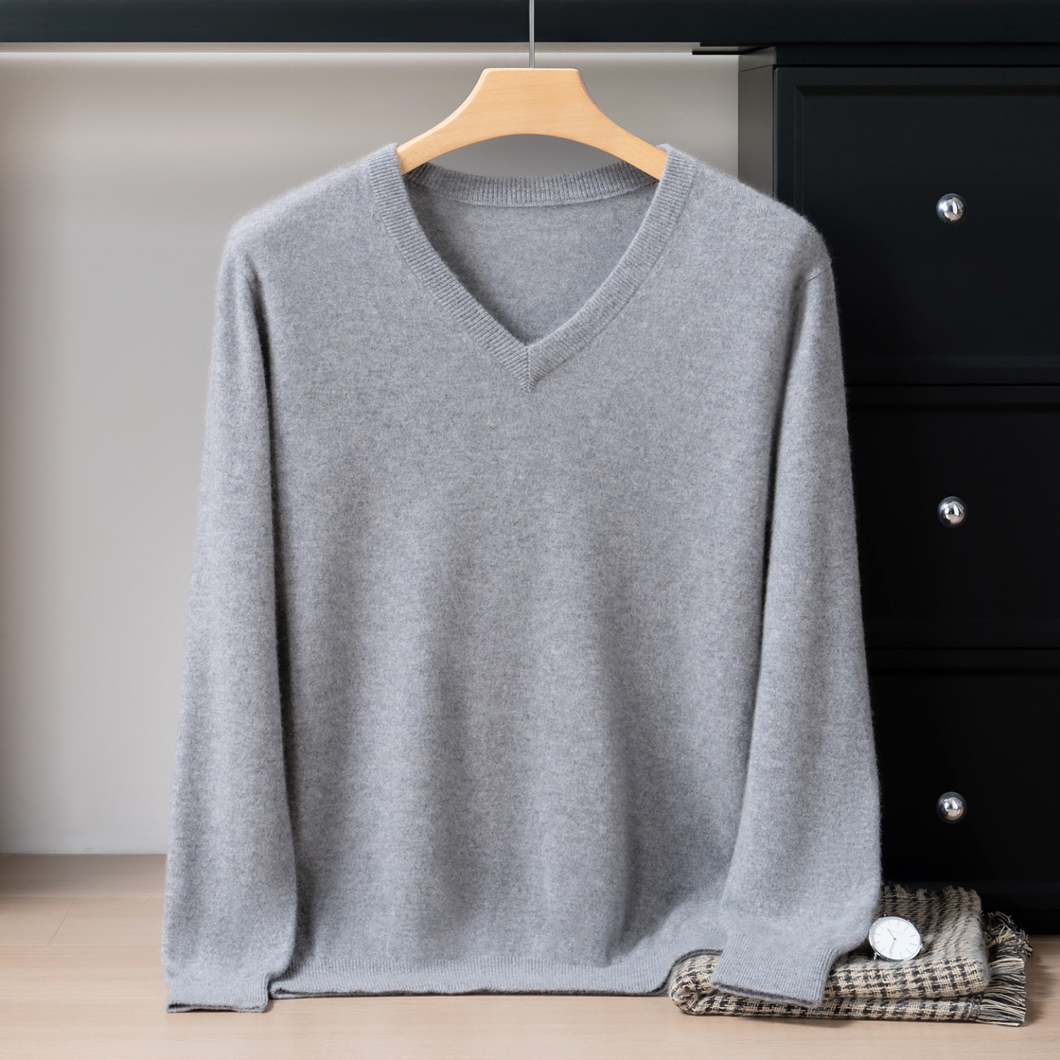 Pull Homme Col V 100 Cachemire