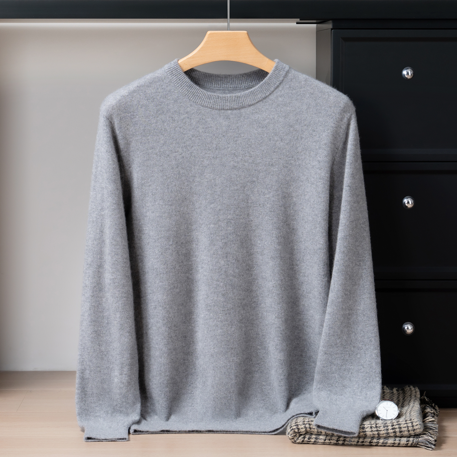Pull Homme 100 Cachemire avec Col Bordé