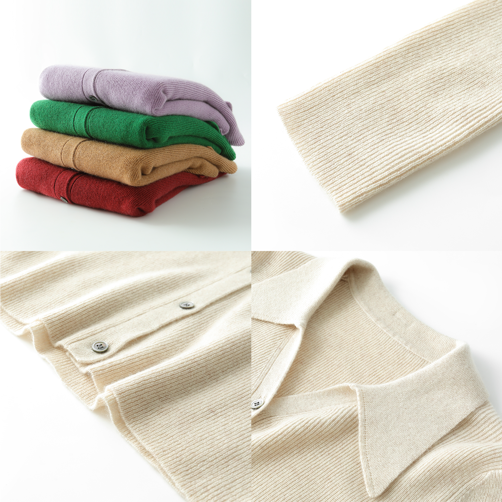 Cardigan Femme Col Polo en Cachemire