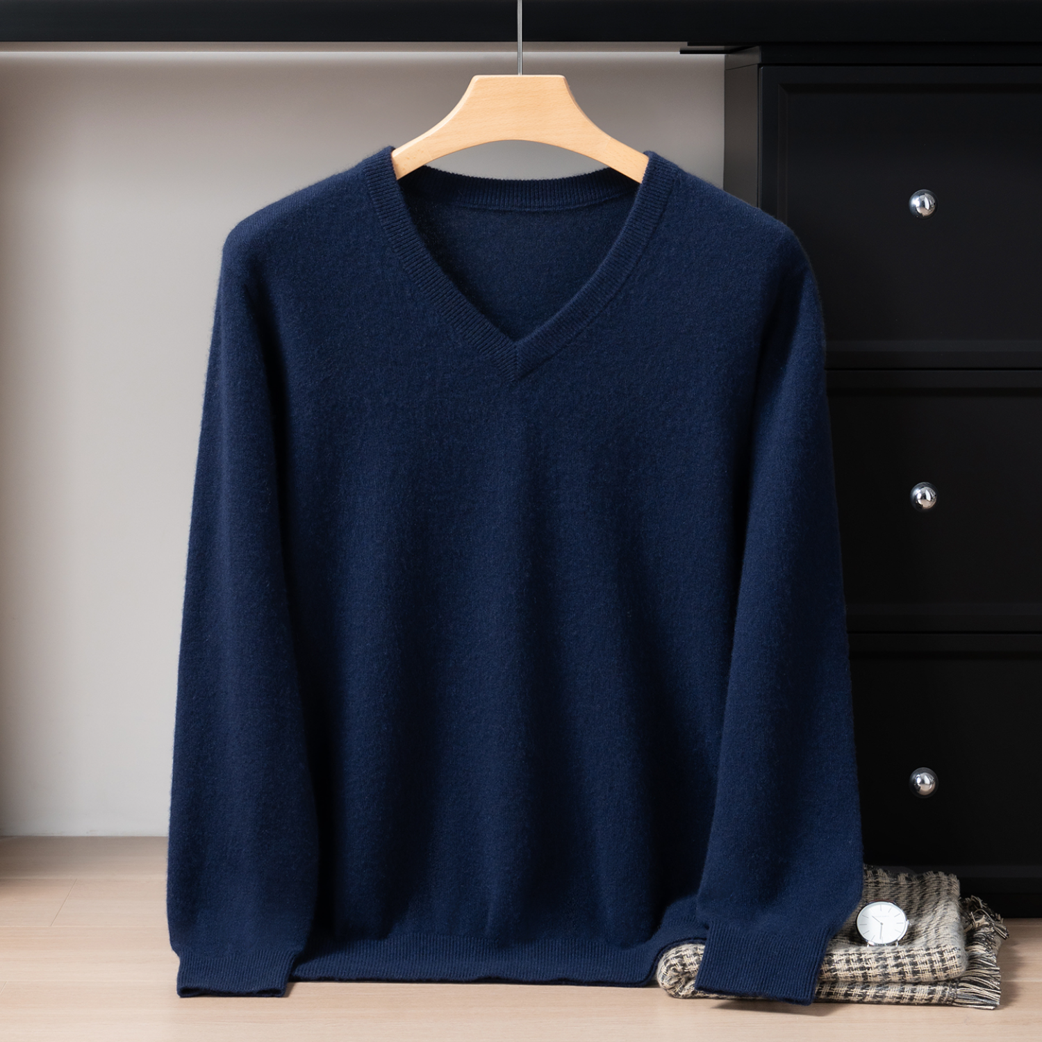 Pull Homme Col V 100 Cachemire