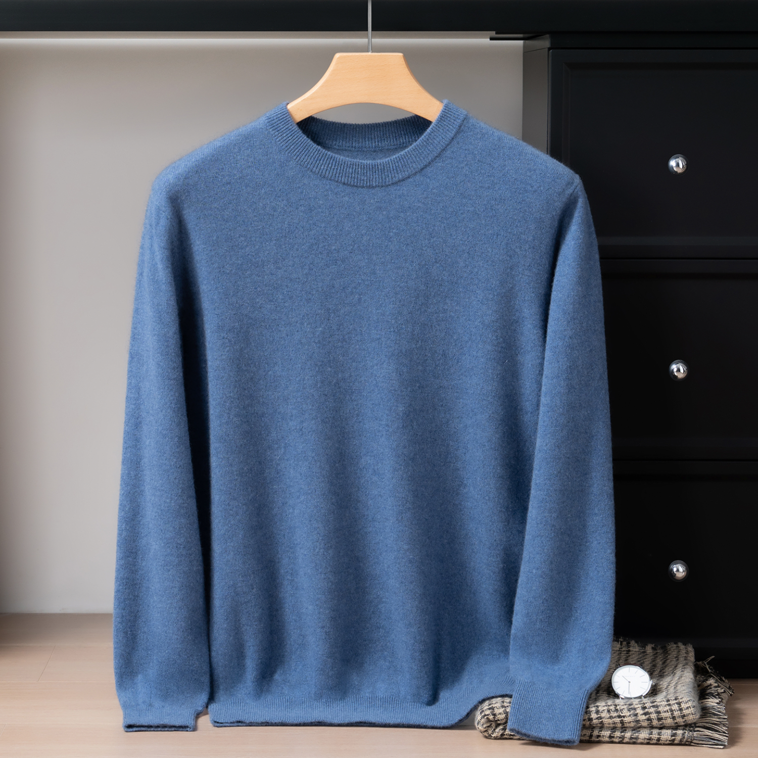 Pull Homme 100 Cachemire avec Col Bordé