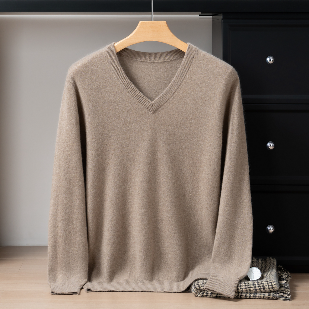 Pull Homme Col V 100 Cachemire