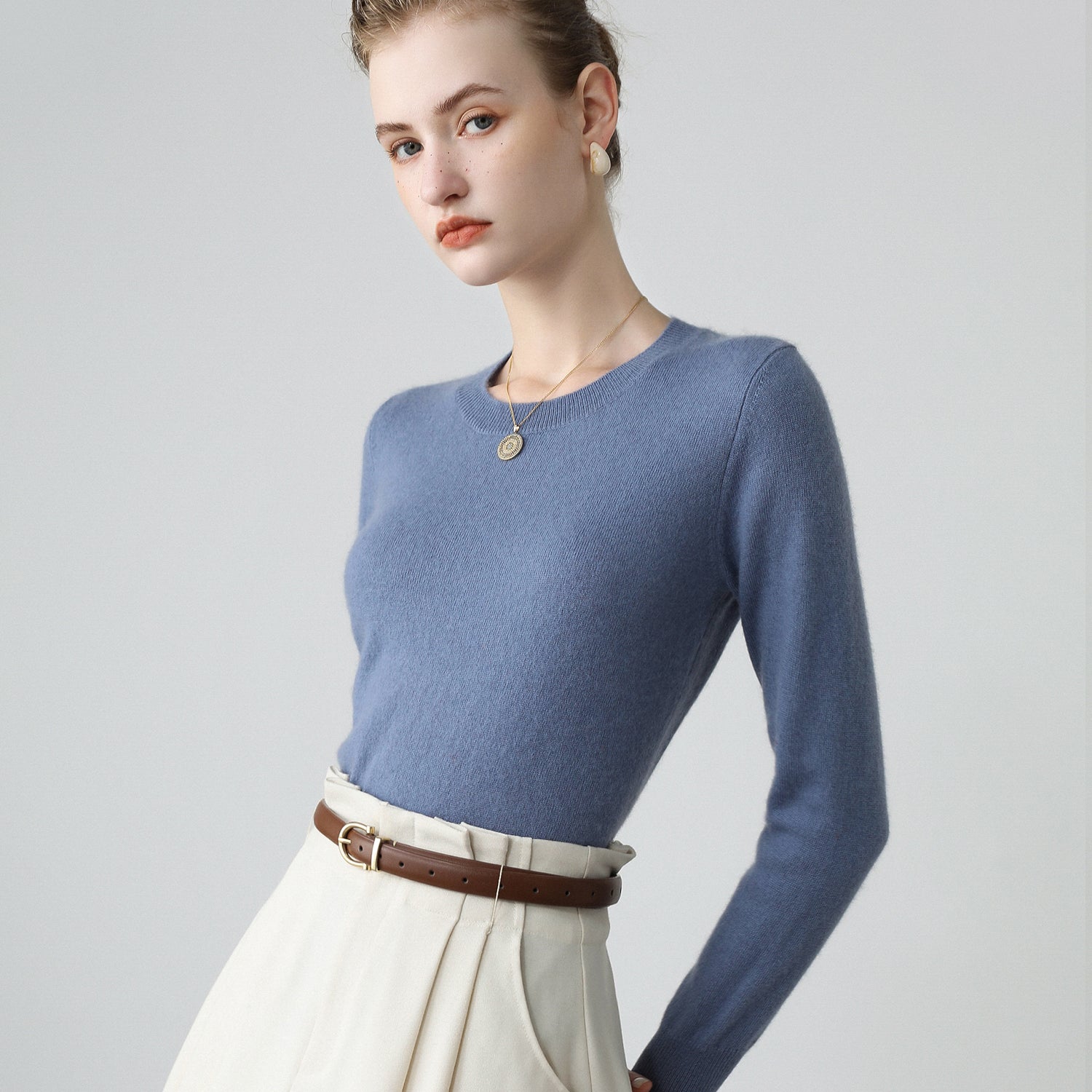 Pull Femme Col Rond en Cachemire