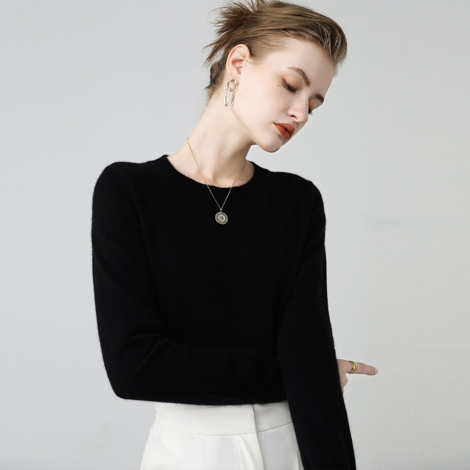 Pull Femme Col Rond en Cachemire