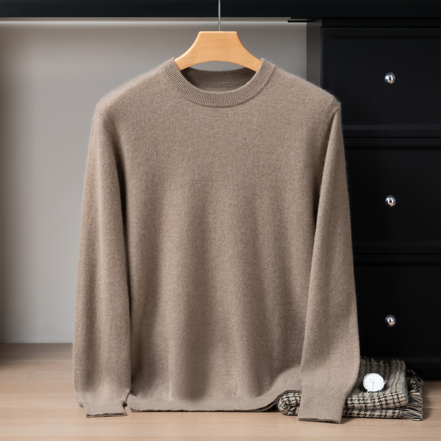 Pull Homme 100 Cachemire avec Col Bordé