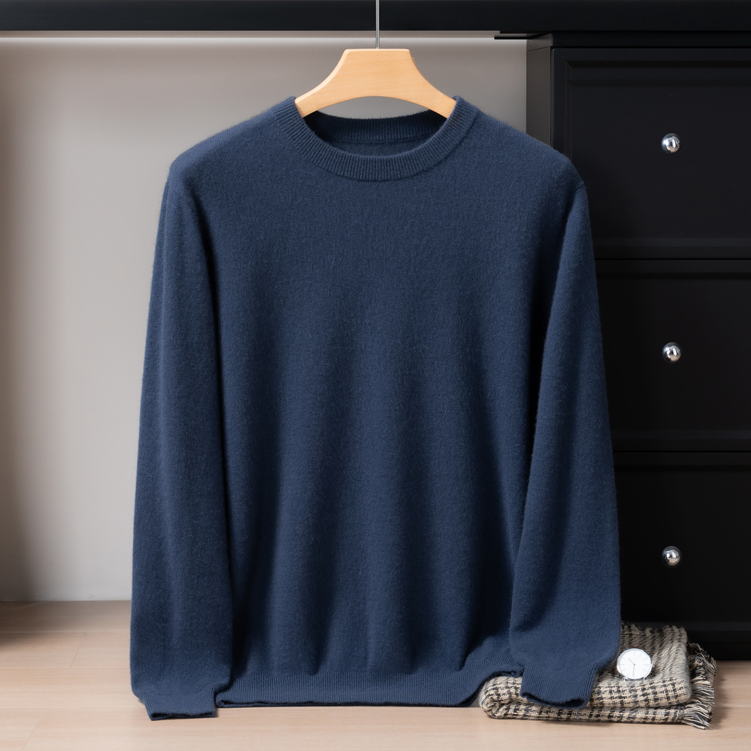Pull Homme 100 Cachemire avec Col Bordé
