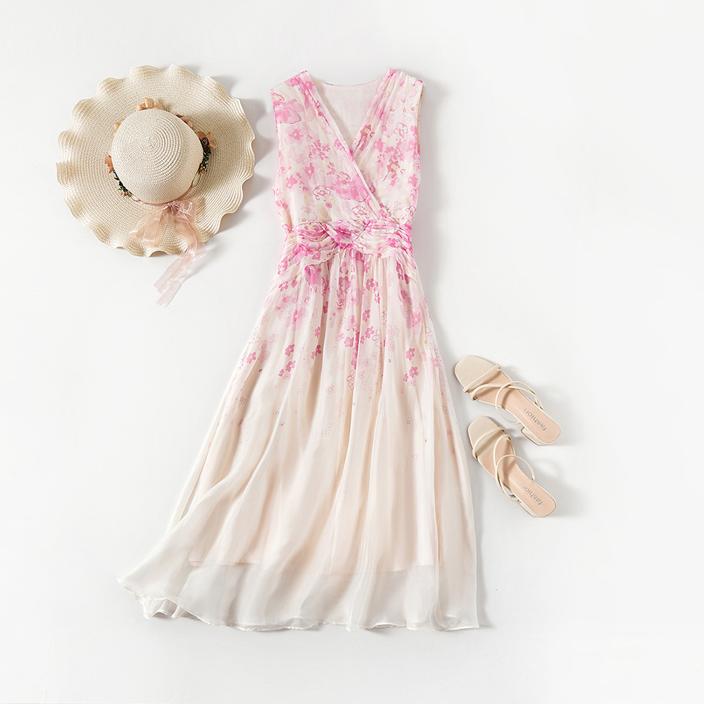 Robe en soie georgette à imprimé floral